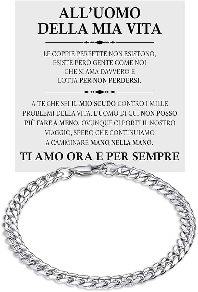 Bramart Azienda Italiana Bracciale Uomo in Pelle Intrecciata con Acciaio Inox Lucidato di Altissima qualità Idea Regalo per lui Festa del Papà Natale Compleanno - Cofanetto con DEDICA incluso