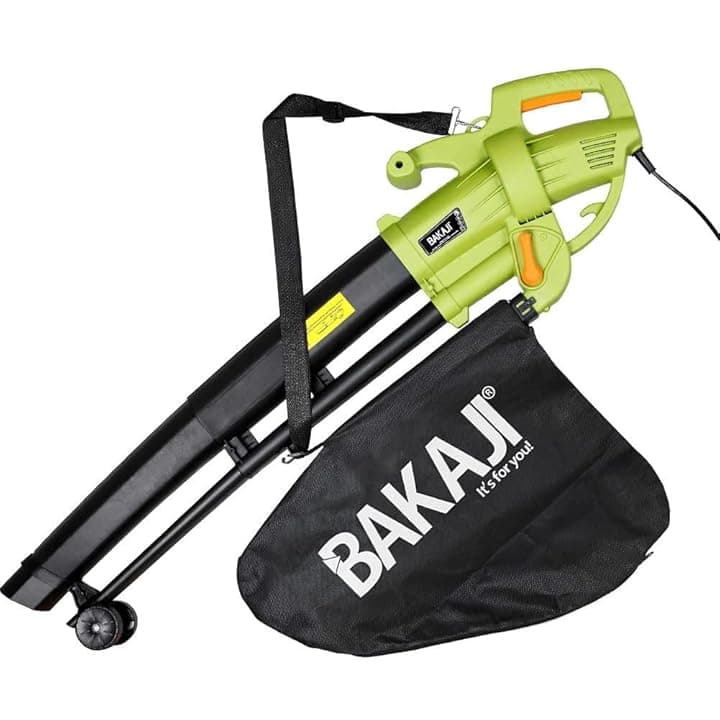 Aspirafoglie Elettrico da Giardino 3 in 1 Aspiratore Trituratore e Soffiatore Soffia Foglie Potenza 3000 W con Serbatoio di Raccolta 45lt Rotelle e Tracolla per Manutenzione Spazi Esterni