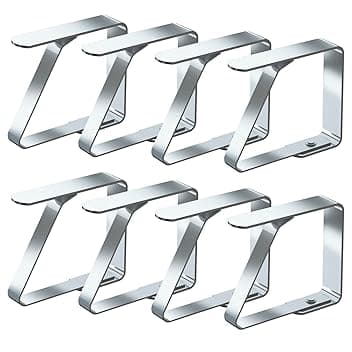 Blooven Tovaglia Clip in Acciaio, Gadget Molla Fermatovaglia, Acciaio Inossidabile, Argento, per Outdoor Picnic Party, Adatto a Tavoli di 1-3 cm di Spessore (Piccola x 8 Pezzi)
