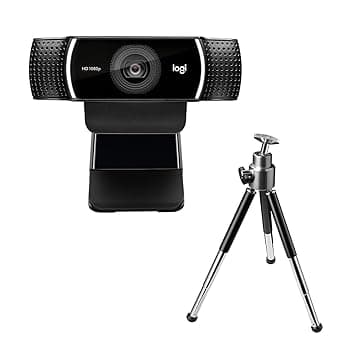 Logitech C922 Pro Stream Webcam, Streaming Hyperfast HD 1080p/30fps o HD 720p/60fps, Correzione Luce HD, Autofocus, Audio Stereo, Per YouTube, Twitch, XSplit, PC/Mac/Laptop/Macbook/Tablet - Nero