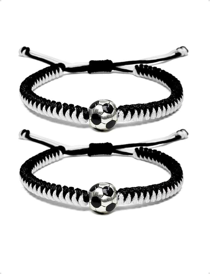 KONFEN Set di 1/2 Braccialetti da Calcio per Bambini, Braccialetti dell'Amicizia Regolabili, Braccialetto Intrecciato da Calcio Regolabile, Regalo di Football per Bambini Sportivi, Adolescenti