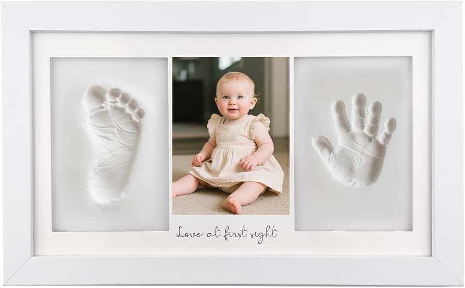 Cornice Impronta Mani e Piedi Neonati, Frattura, Set Impronte Mani e Piedi Neonato di Qualità, Kit Impronte Neonato Ideale per Regalo Neonato, Regali Battesimo Bimbo, Idee Ricordi Nascita