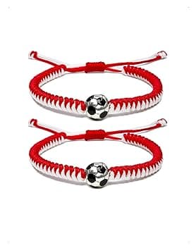 KONFEN Set di 1/2 Braccialetti da Calcio per Bambini, Braccialetti dell'Amicizia Regolabili, Braccialetto Intrecciato da Calcio Regolabile, Regalo di Football per Bambini Sportivi, Adolescenti, B