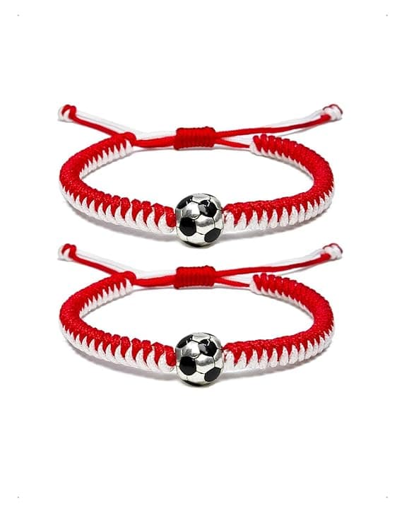 KONFEN Set di 1/2 Braccialetti da Calcio per Bambini, Braccialetti dell'Amicizia Regolabili, Braccialetto Intrecciato da Calcio Regolabile, Regalo di Football per Bambini Sportivi, Adolescenti, B
