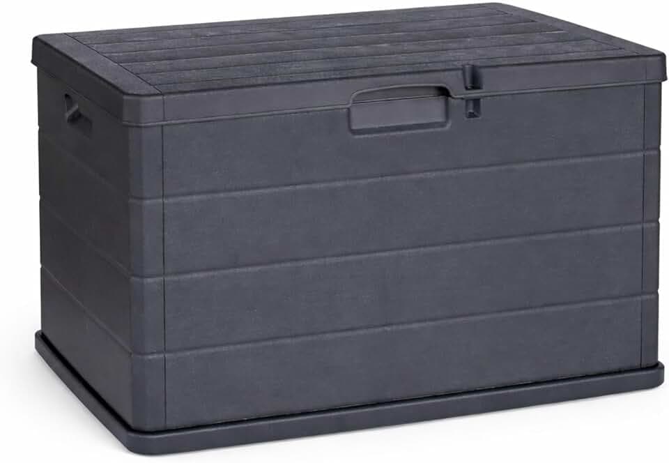 Maury's Baule Cassapanca 170 Litri Effetto Legno, Contenitore Stoccaggio, in Resina Antracite, Dimensioni 78L x 55l x 52H cm -