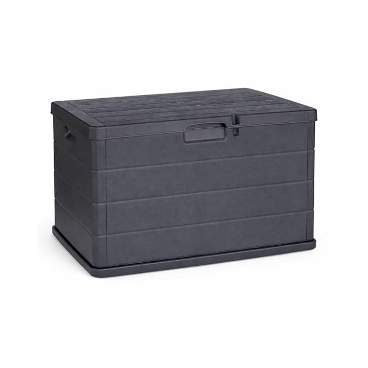Maury's Baule Cassapanca 170 Litri Effetto Legno, Contenitore Stoccaggio, in Resina Antracite, Dimensioni 78L x 55l x 52H cm -