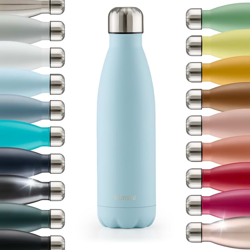Blumtal® Borraccia termica acciaio inox Charles - borraccia termica 500 ml senza BPA - bottiglia termica a prova di perdite - borraccia 500 ml a doppia parete - in azzurro