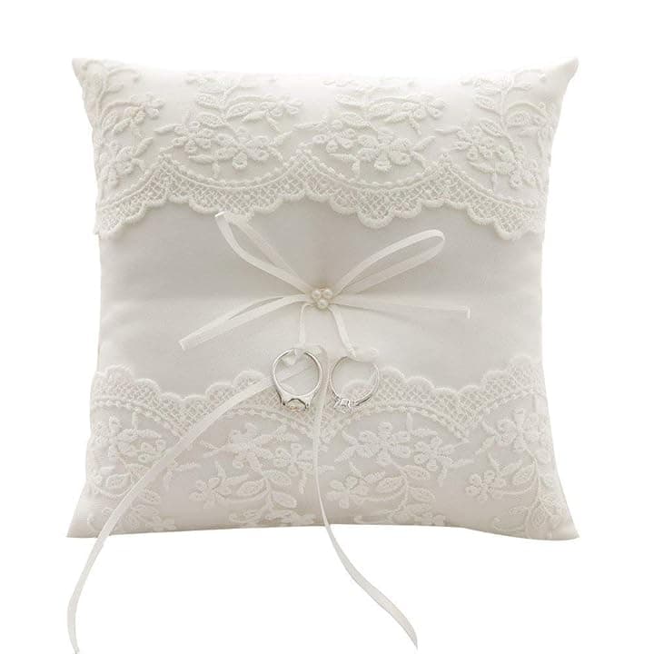 Gudotra Gudotra Cuscino Portafedi Nuziali Cuscinetto per Fedi Nuziali Matrimonio Cerimonie Forniture per Decorazione della Festa Nuziale (Avorio)
