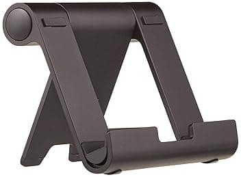 Amazon Basics Supporto portatile inclinabile per tablet, lettori per e-book e telefoni, Nero