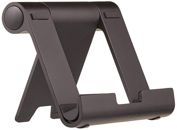 Amazon Basics Supporto portatile inclinabile per tablet, lettori per e-book e telefoni, Nero