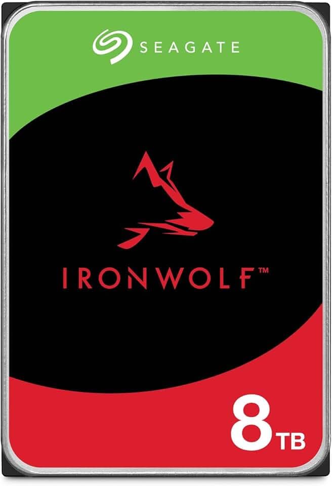 Seagate IronWolf 8TB, Unità disco interna, per NAS RAID, NAS, 3.5", SATA 6 GB/s, 7200 RPM, FFP, Data Rescue Service (ST8000VNZ02)