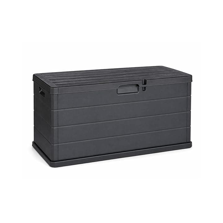 Maury's Baule Cassapanca 340 Litri Effetto Legno da Esterno: Ampio Spazio di Stoccaggio, in Resina Antracite, Dimensioni 118x59x56,5 h cm - Made in Italy