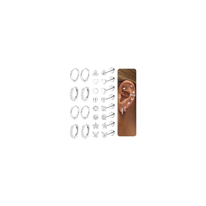 Diamday 12 Paia Orecchini Donna Acciaio Chirurgico Orecchini Set Oro Orecchini Cerchio Piercing Orecchio Ipoallergenica Helix Cartilagine Orecchino Donna Orecchini Cerchio Piccoli Multi Piercings ClimeCo Certified