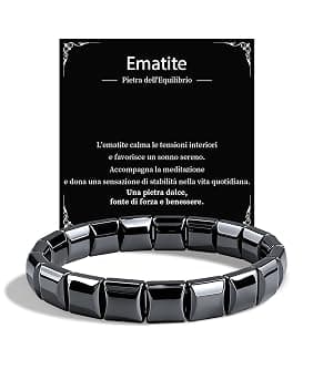 VGWON Bracciale Uomo, Idee Regalo Uomo, Bracciale Ematite Pietra Naturale