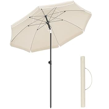 SONGMICS Ombrellone da Spiaggia, Ombrellone da Giardino con Protezione UPF 50+, Inclinabile, Portatile e Antivento, Stecche in Fibra di Vetro, Borsa da Trasporto