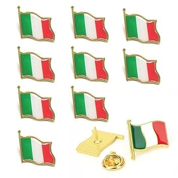 XPEX 10 spille da spilla con bandiera italiana, spilla a forma di bandiera, piccola bandiera