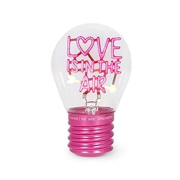Legami - Lampada da Tavolo a forma di Lampadina, Ricaricabile con Cavo USB, Senza Fili, Bulb Fiction, Tema Love is in the Air, 6.8 x 10.3 cm