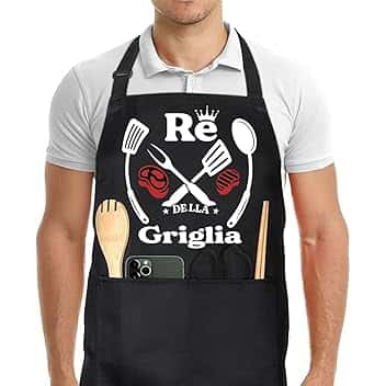 Regalo Festa Papà Grembiule da Barbecue Uomo, Divertente Grembiule Chef con Tasche Impermeabile, Regolabile - Regalo Perfetto per Papà, Cuochi e Appassionati di BBQ