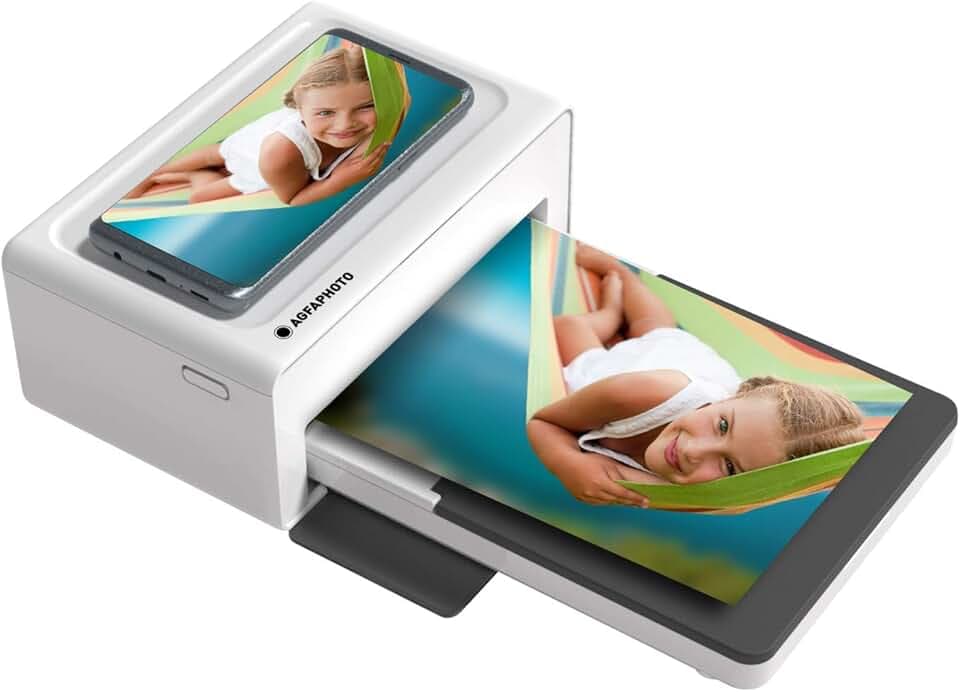 AgfaPhoto Realipix Moments AMO46 - Stampante fotografica per Smartphone 10x15 cm, Bluetooth per Smartphone Apple e Android, 4Pass Sublimazione Termica - Bianco