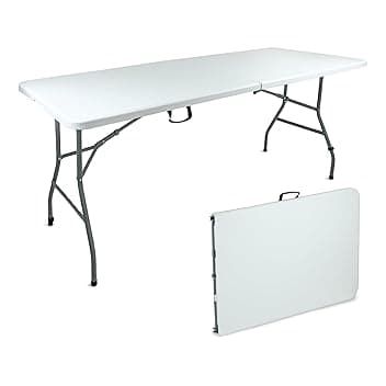 FZ Tavolo Picnic Pieghevole 180x70x74 cm Bianco – Tavolo da Esterno e Giardino, Leggero e Robusto, Facile da Trasportare e Riporre