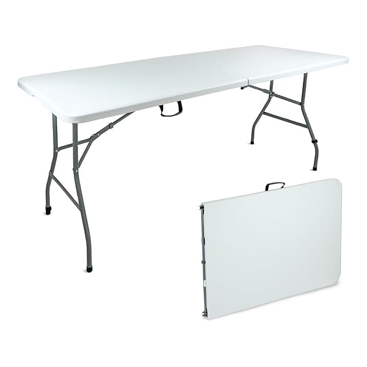 FZ Tavolo Picnic Pieghevole 180x70x74 cm Bianco – Tavolo da Esterno e Giardino, Leggero e Robusto, Facile da Trasportare e Riporre