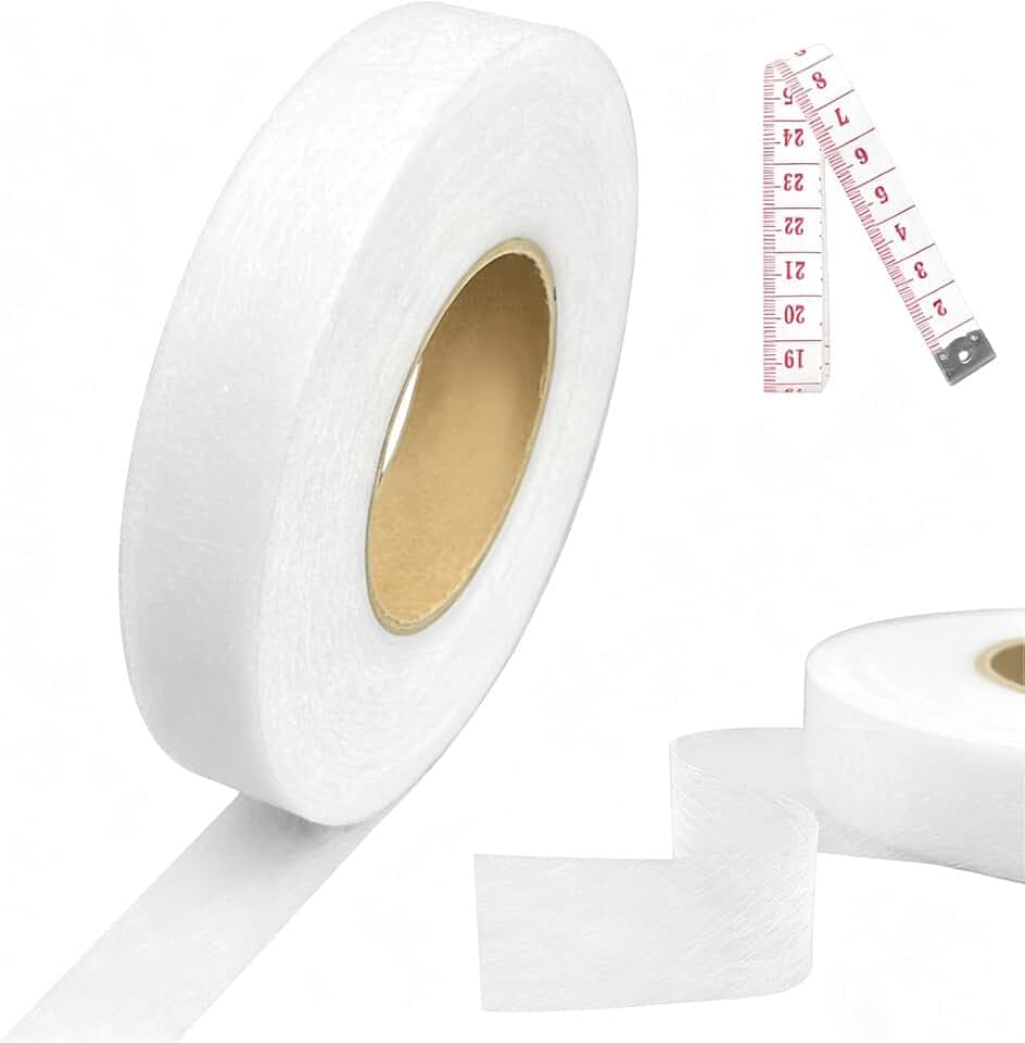Termoadesivo 64 metri - Nastro Adesivo Termofusibile 20 mm di Larghezza - Orlo Senza Cuciture per Pantaloni, Tende e Tessuti - Facile da Usare - Banda di Fissaggio Termoadesiva