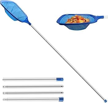 Jsdoin 161cm Retino per Piscina Pulizia, Rete a Maglia Fine dello Skimmer per Foglie Retina Raccogli Foglie Stabile con Asta Telescopica per Piscina, Spa, Laghetti, Sorgenti Termali