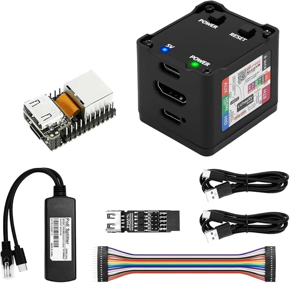 Sipeed, NanoKVM IP-KVM - Mini server di manutenzione controllo remoto, 1TOPS NPU 1GHz C906, computer a scheda singola RISC-V Linux, con connettore di rete HDMI 100M (kit completo nero)