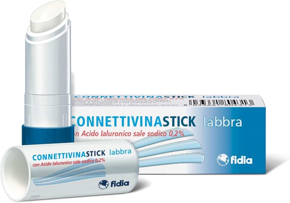 Fidia Farmaceutici ConnettivinaStick Labbra - Stick da 3g a Base di Acido Ialuronico 0,2%, per Labbra Danneggiate, Secche e Screpolate