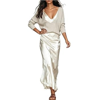 Generisch Abito da donna in raso, elegante cardigan bolero, due pezzi, abito da lavoro, abito da sera, abito da cocktail, abito midi per matrimonio, ospite e feste, elegante abito a tubino