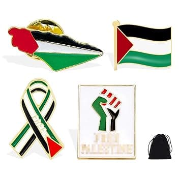 XUZWECP 4 Spilla Palestina, spille con bandiera della Palestina, in lega di metallo, Distintivo con elemento della bandiera palestinese, souvenir adatti per cappelli, vestiti, zaini ed eventi(A)