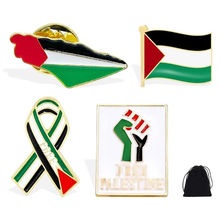 XUZWECP 4 Spilla Palestina, spille con bandiera della Palestina, in lega di metallo, Distintivo con elemento della bandiera palestinese, souvenir adatti per cappelli, vestiti, zaini ed eventi(A)
