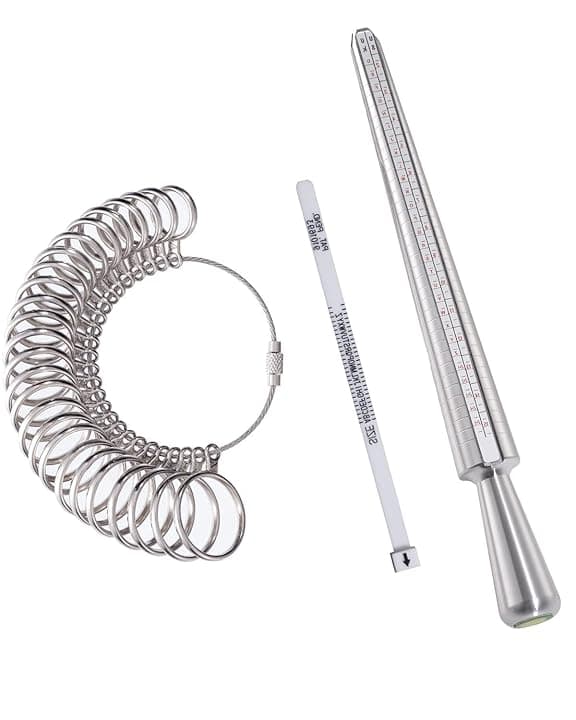 Meowoo Anello Mandrino Sizer Finger Mandrino Misuratore Anelli Dimensionamento Metro Dita Gauge Set Gioielli Strumenti Taglie Standard per Regno Unito, UE, USA e Svizzera