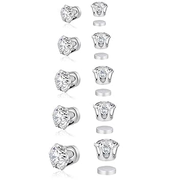 JYXNU JYXNU 5 Paia Orecchini Magnetici Uomo e Donna, Orecchini Finti, Orecchini Diamante, Non-Piercing, Calamita Finti Orecchino Set, 4-8mm