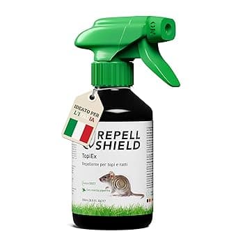 RepellShield Repellente Topi Auto, Cavi Elettrici, Soffitta - 250ml - Non Macchia - Dissuasore per Topi da Esterno e Interno - Formula Naturale con Olio di Menta Piperita per Topi, Ratti e Roditori