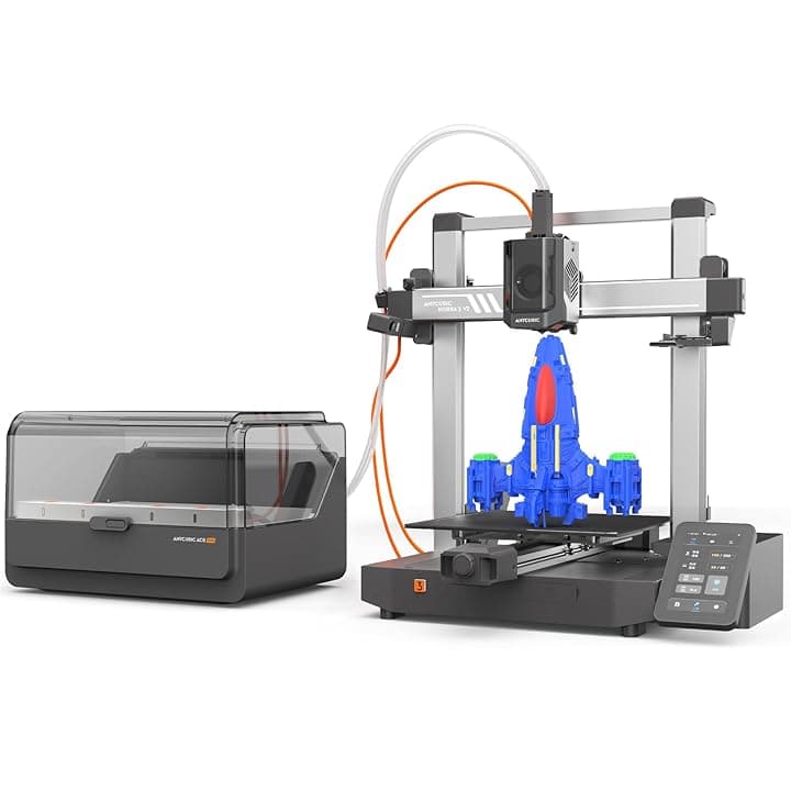ANYCUBIC Kobra 3 V2 Combo Stampante 3D FDM, Stampa Multicolore (4-8 Colori), Asciugatura e Stampa, 600 mm/s ad Alta Velocità, Livellamento Automatico LeviQ 3.0, Lavoro con i Principali Filamenti