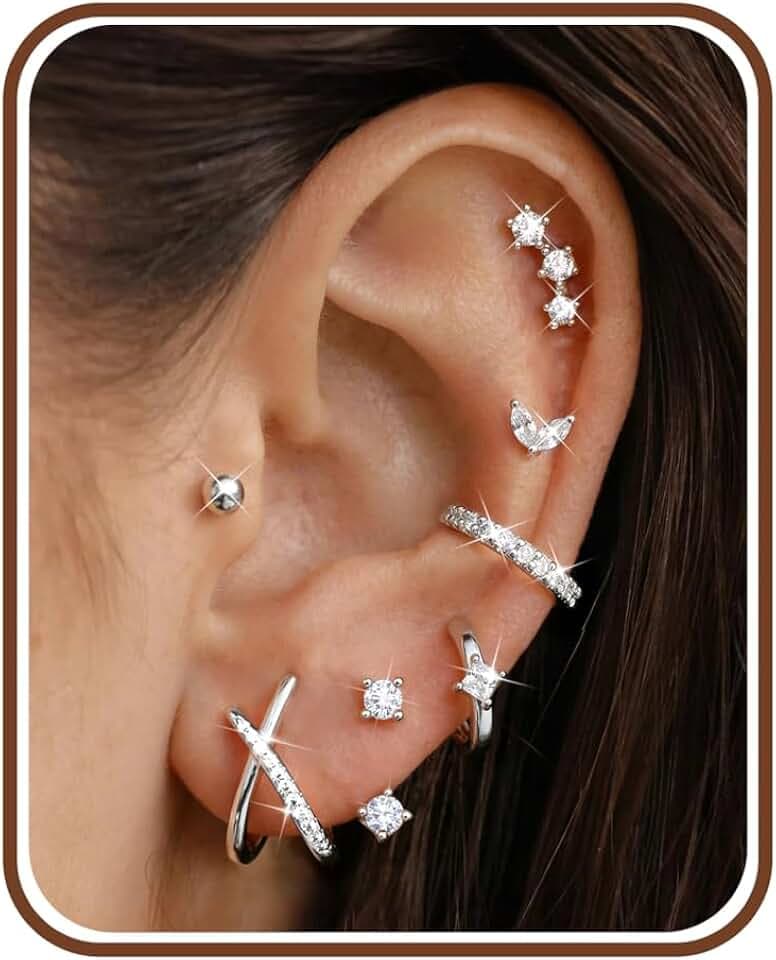 Milacolato 7 Paia Orecchini Donna Oro Argento Piercing Orecchio Cerchio Set