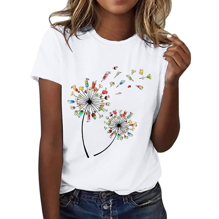 Generico Maglietta Donna Manica Corta Classica Girocollo Firmate Casual Magliette Estive Elegante Taglie Forti Bianca Tee Top Curvy Cotone Basic Maglia Comoda Manica Corta Vintage Larghe Tee Bluse