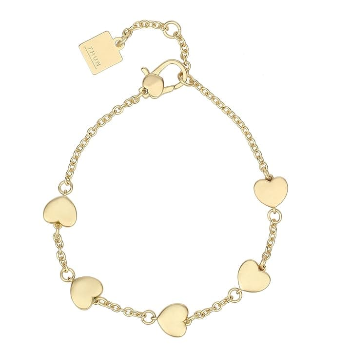 THUN THUN - Bracciale con cinque cuori - metallo, vetro, resina - Collezione Dedicato a te - 16 + 3 cm