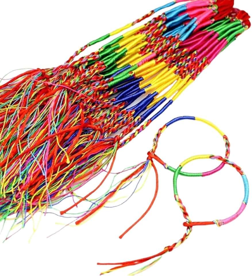 30 Pezzi Bracciale intrecciato,Braccialetti della fortuna, Braccialetti dell'amicizia, Filo Colorato Intrecciato, Braccialetti colore, per uomini, donne, genitori e bambini(B)