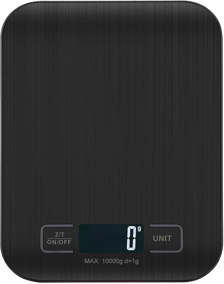 Bilancia Da Cucina Digitale, 10 kg, Bilancia Elettronica In Acciaio Inox, Elegante Bilancia Alimentare Ultra Sottile, Bilancia Elettronica Per Casa e Cucina Con Display Lcd, Funzione Tara (Nero)