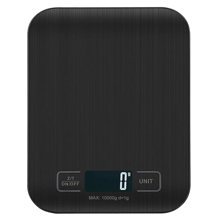 Bilancia Da Cucina Digitale, 10 kg, Bilancia Elettronica In Acciaio Inox, Elegante Bilancia Alimentare Ultra Sottile, Bilancia Elettronica Per Casa e Cucina Con Display Lcd, Funzione Tara (Nero)