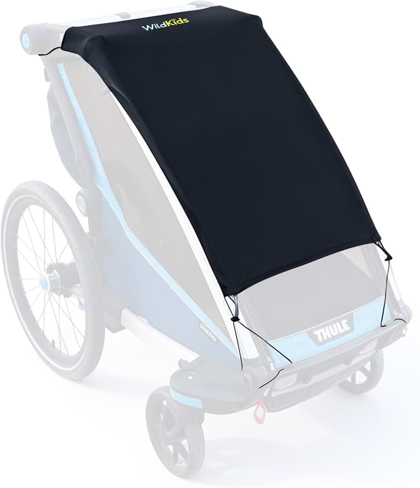 Wildkids Parasole per rimorchio per bicicletta (rimorchio singolo per bambini), accessori protezione solare UPF50+, regolabile con cordino, compatibile con Thule, Kesser, Hauck e altre marche