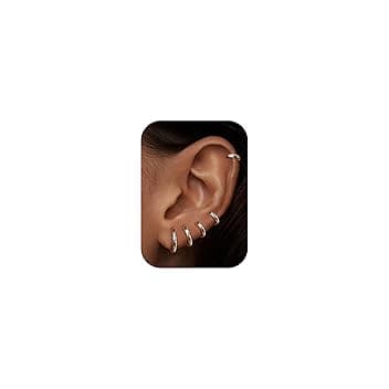 Milacolato Orecchini Cerchio Piccoli Per Donna Uomo Acciaio Chirurgico Cartilagine Orecchini Huggie Lobo Naso Anello Labbro Daith Helix Piercing Gioielli Orecchini a Cerchio Hinged 6/7/8/9/10mm