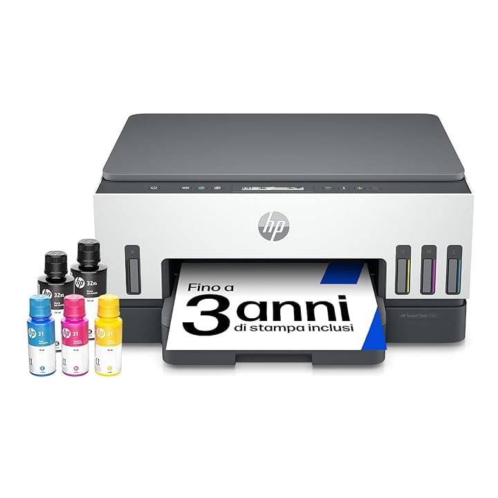 HP Smart Tank Plus 7005 AiO 28B54A, Stampante Multifunzione a Colori, Serbatoio d'Inchiostro ad Alto Volume di Stampa, Fino a 12000 Pagine (Nero) e 8000 Pagine (Colore), F/R Automatica, Wi-Fi, Bianca Blue Angel