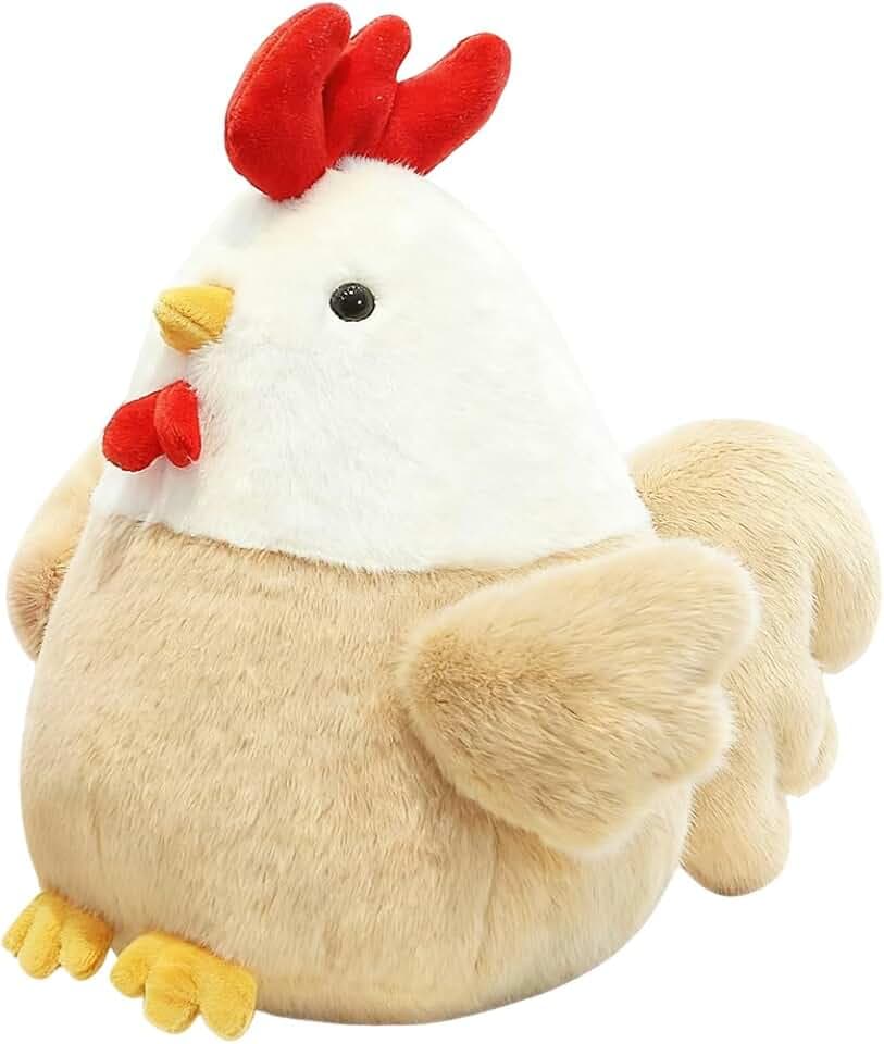 Peluche di pollo di colore chiaro, bambola di peluche di animali, decorazione di peluche, un regalo magico per ragazzi e amici, perfetto come decorazione della stanza e compagno di tutti i