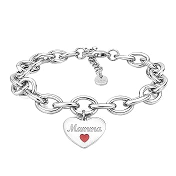 SAGA GIOIELLI Bracciale Donna Catena Acciaio Cuore Regalo Festa Della Mamma