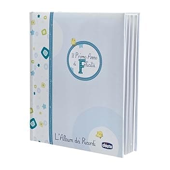 Chicco Libro Nascita Per Neonati E Bambini, Album dei Ricordi, Diario Con Spazi Per Note E Fotografie, Azzurro, 27.5x25x3 cm, Idea Regalo