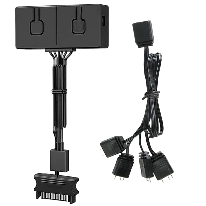 Convertitore RGB 12V RGB a 5V ARGB Transfer Hub con Splitter 4 Vie Controller per Scheda Madre 12V 4 Pin Controllo Dispositivi 5V ARGB, 50 Modalità Colore Integrate