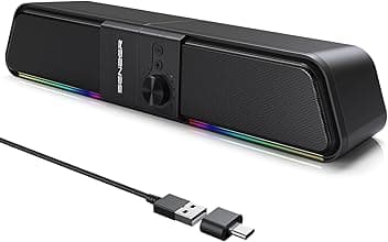 Senzer CS20 Casse Pc, Casses Usb Bluetooth Flowing LED Gaming SoundBar, Casse per Pc Computer Portatile (Not 3.5Aux)